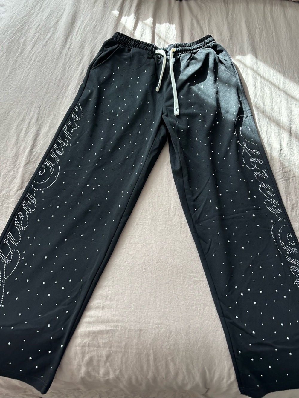 SHEIN Black Rhinestone-Embellished Men's Joggers